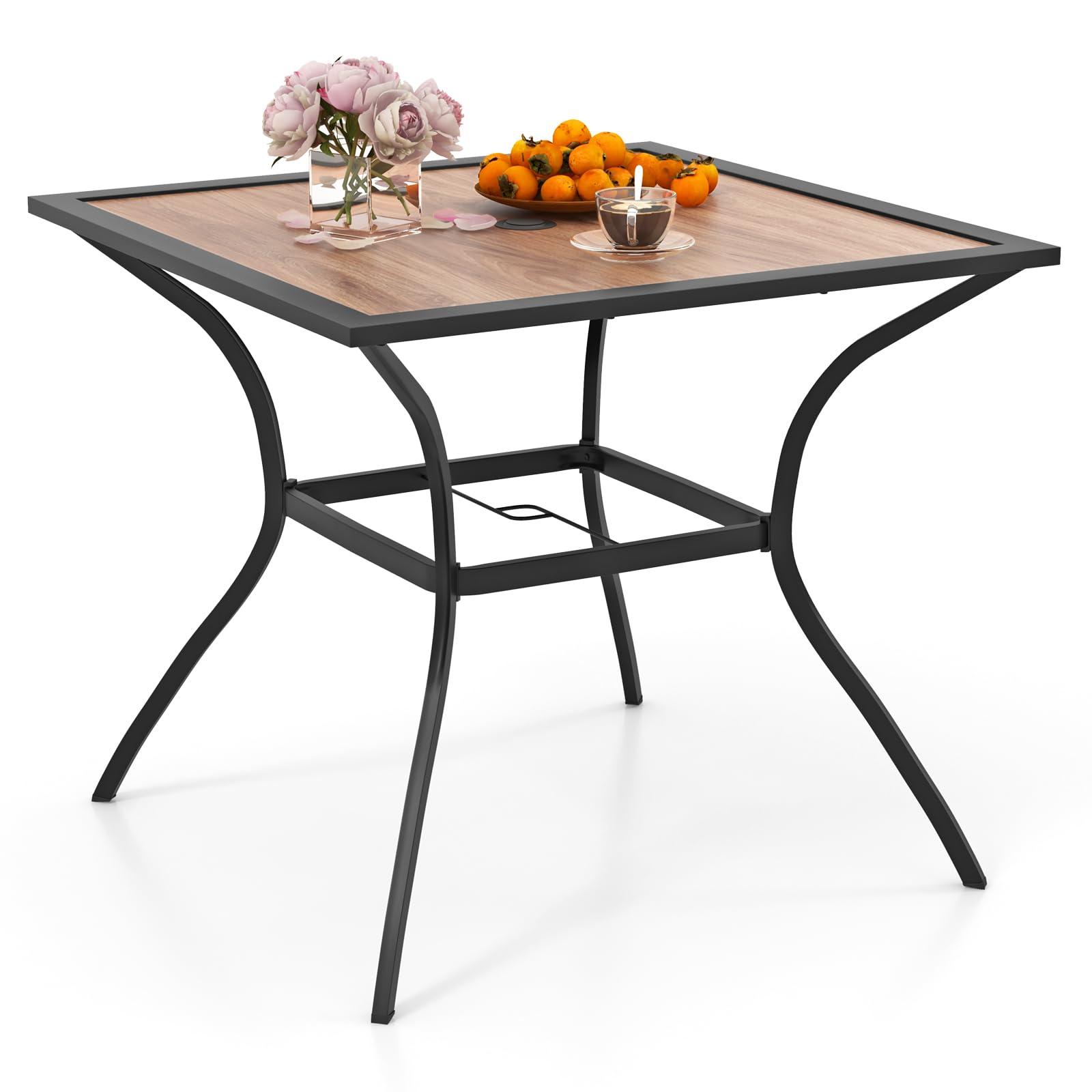Table de salle à manger Tangkula pour 4 personnes, table de bistrot carrée robuste avec plateau étanche imitation bois